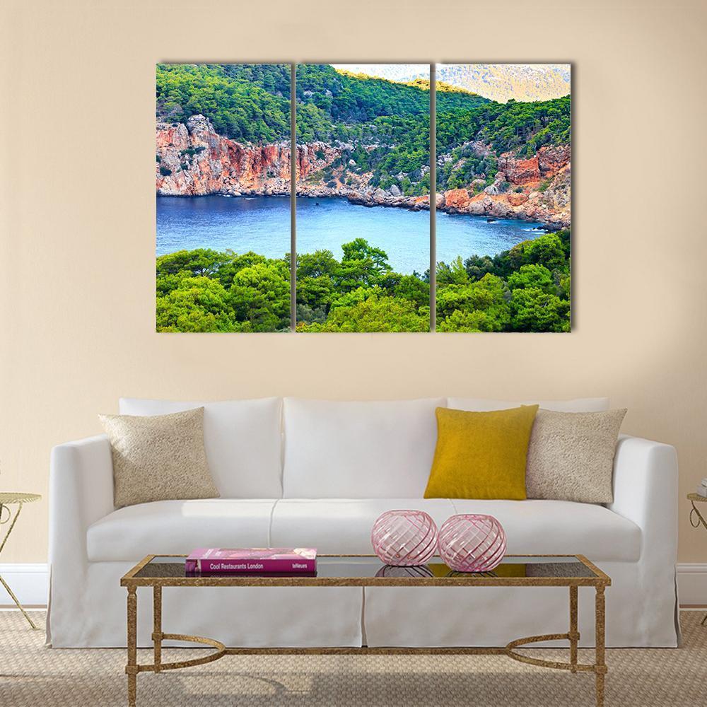Antalya Sea Landscape Canvas Wall Art-3 Horizontal-Gallery Wrap-37" x 24"-Tiaracle