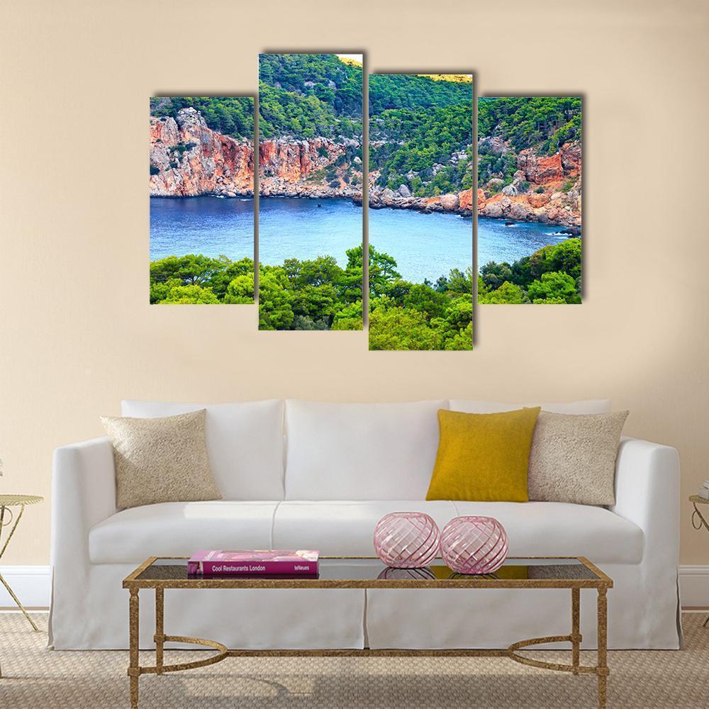 Antalya Sea Landscape Canvas Wall Art-4 Pop-Gallery Wrap-50" x 32"-Tiaracle