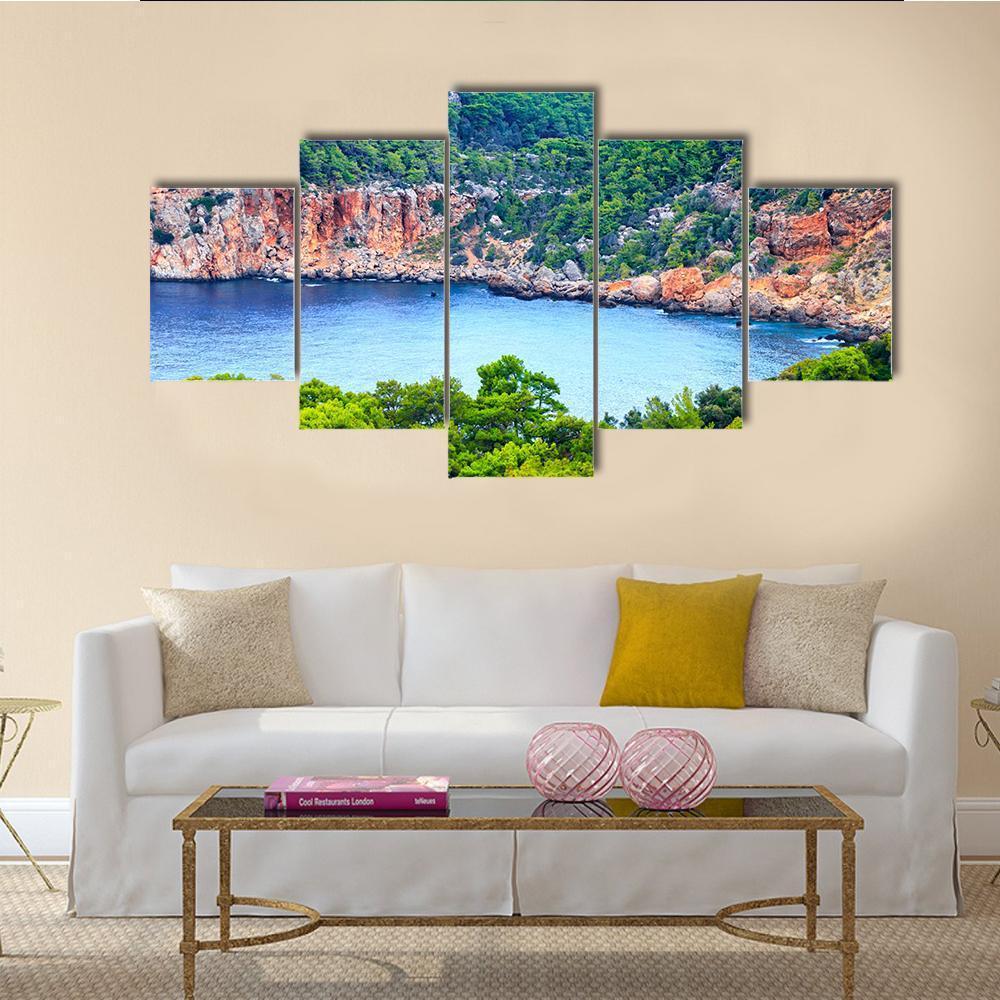 Antalya Sea Landscape Canvas Wall Art-5 Star-Gallery Wrap-62" x 32"-Tiaracle