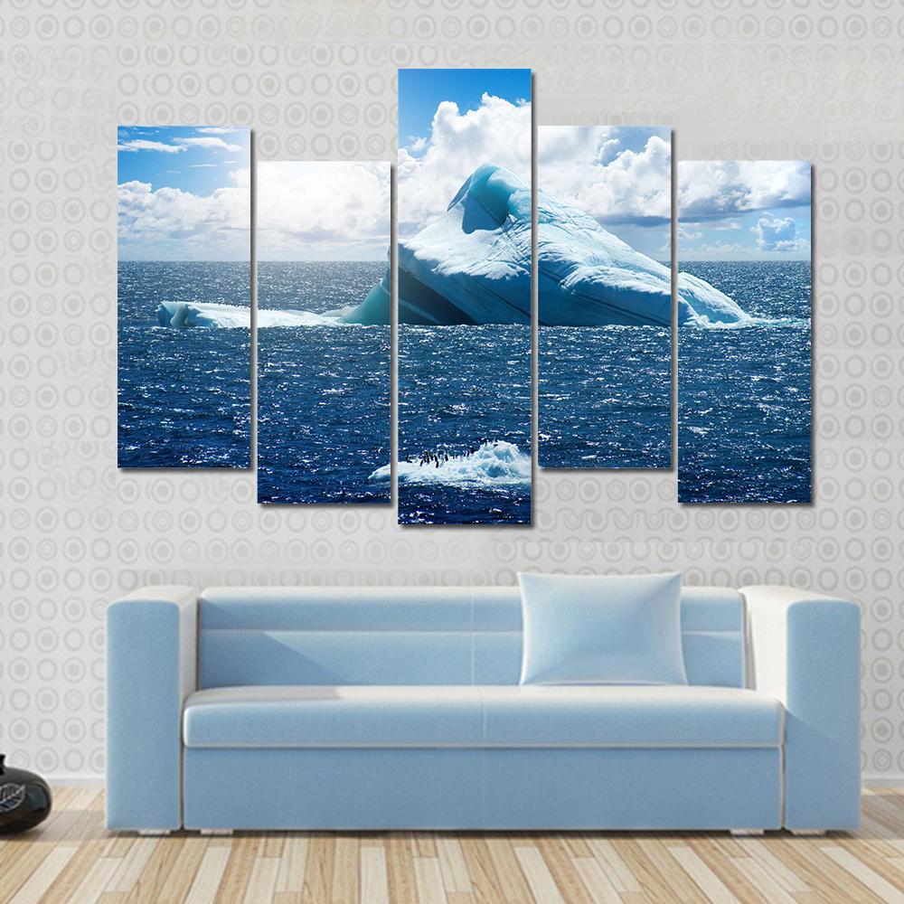 Antarctic Ice Island In Atlantic Ocean Canvas Wall Art-4 Pop-Gallery Wrap-50" x 32"-Tiaracle