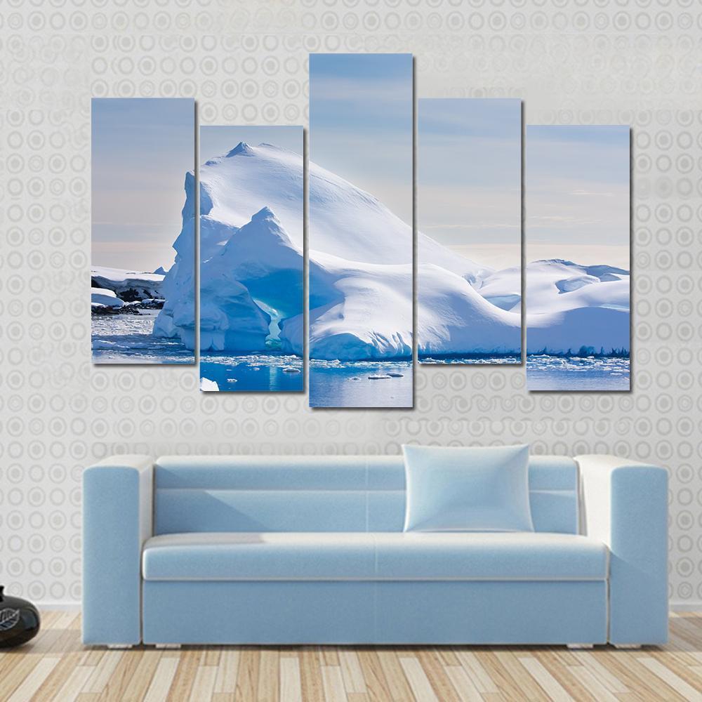 Antarctic Iceberg In The Snow Canvas Wall Art-5 Pop-Gallery Wrap-47" x 32"-Tiaracle