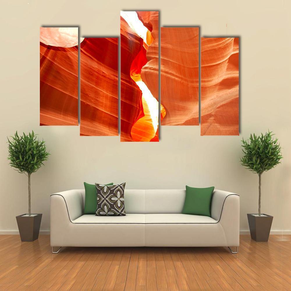 Antelop Canyon In Arizona Canvas Wall Art-5 Pop-Gallery Wrap-47&quot; x 32&quot;-Tiaracle