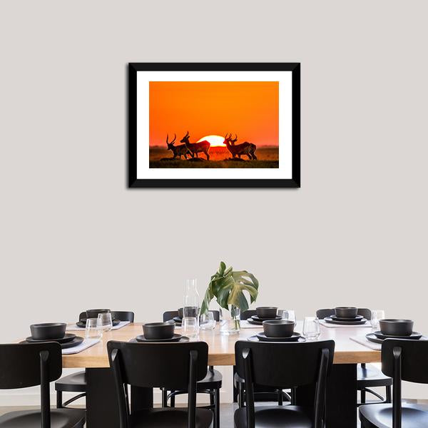 Antelope Against Sunrise Panoramic Canvas Wall Art-1 Piece-36" x 12"-Tiaracle
