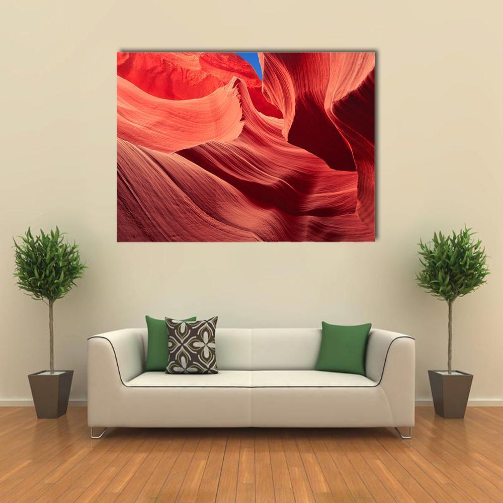 Antelope Canyon Grand Canyon Arizona Canvas Wall Art in brown, red and orange, single panel hung on a wall