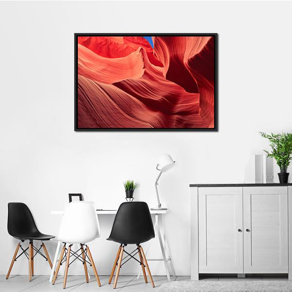 Antelope Canyon Grand Canyon Arizona Canvas Wall Art in brown, red and orange, framed canvas, product view on a white background