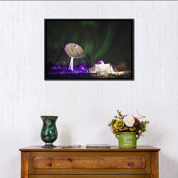 Antenna Under Northern Lights Vertical Canvas Wall Art-3 Vertical-Gallery Wrap-12" x 25"-Tiaracle