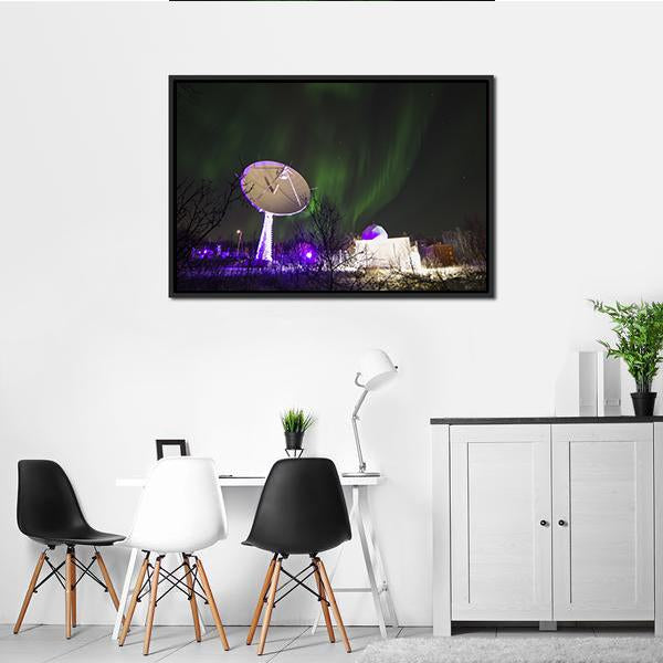 Antenna Under Northern Lights Vertical Canvas Wall Art-3 Vertical-Gallery Wrap-12" x 25"-Tiaracle