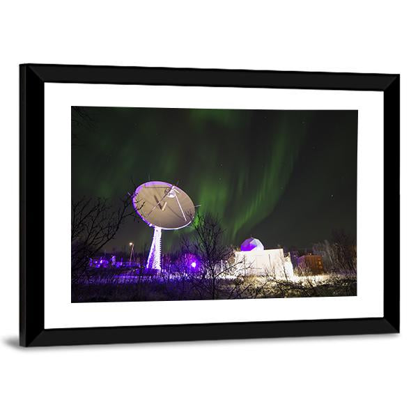 Antenna Under Northern Lights Vertical Canvas Wall Art-3 Vertical-Gallery Wrap-12" x 25"-Tiaracle