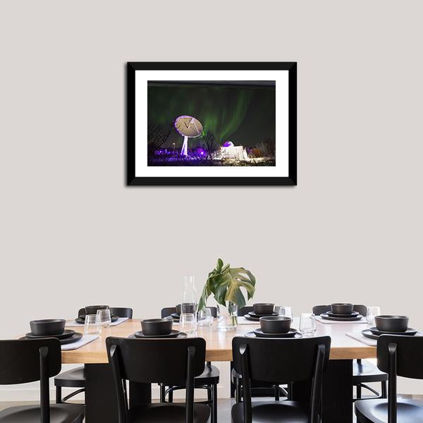 Antenna Under Northern Lights Vertical Canvas Wall Art-3 Vertical-Gallery Wrap-12" x 25"-Tiaracle