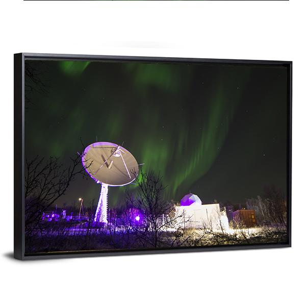 Antenna Under Northern Lights Vertical Canvas Wall Art-3 Vertical-Gallery Wrap-12" x 25"-Tiaracle
