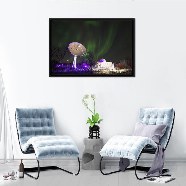 Antenna Under Northern Lights Vertical Canvas Wall Art-3 Vertical-Gallery Wrap-12" x 25"-Tiaracle