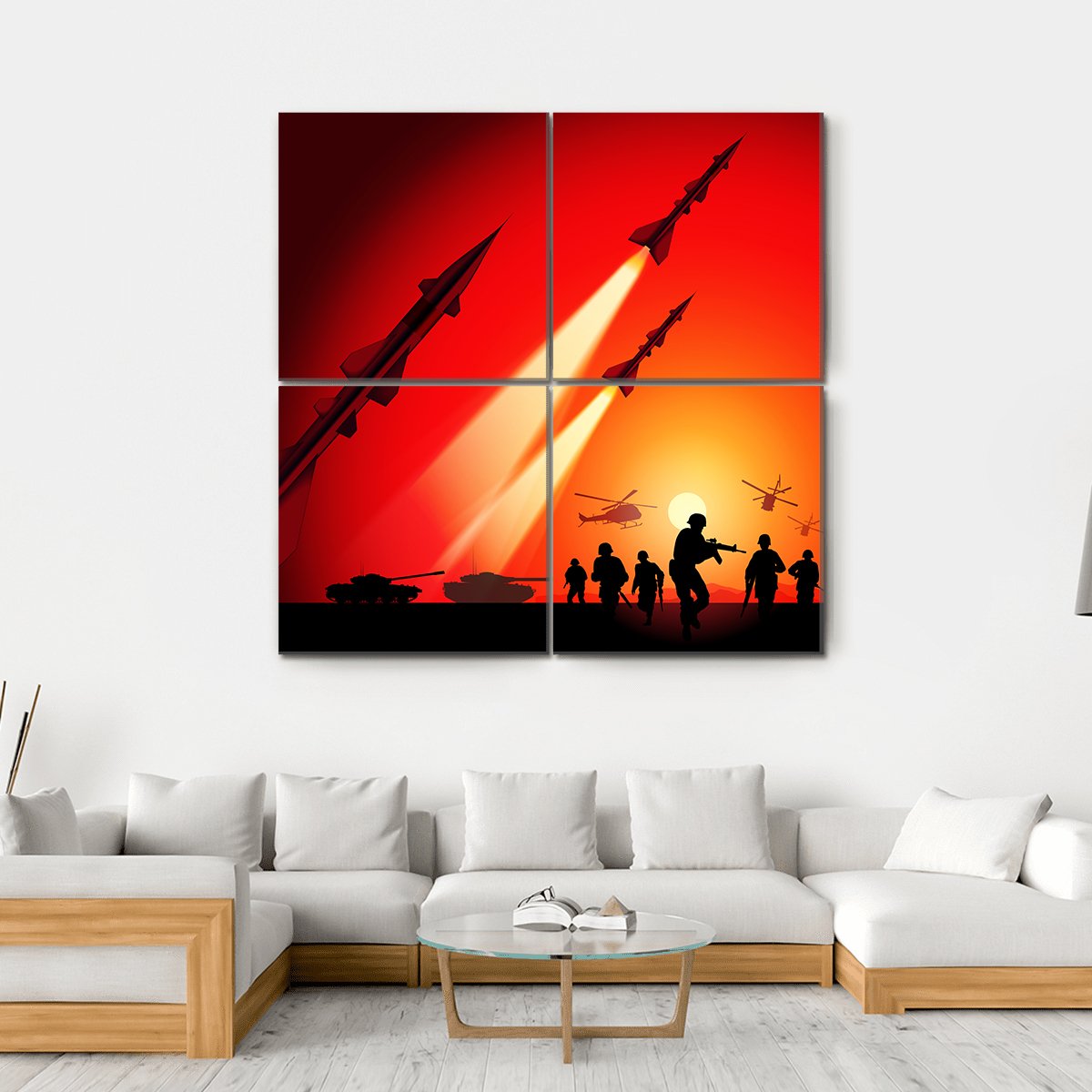 Anti Aircraft Missiles Canvas Wall Art-4 Square-Gallery Wrap-17" x 17"-Tiaracle