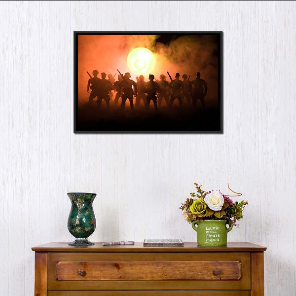 Anti Riot Police Soldier Canvas Wall Art-1 Piece-Floating Frame-24" x 16"-Tiaracle
