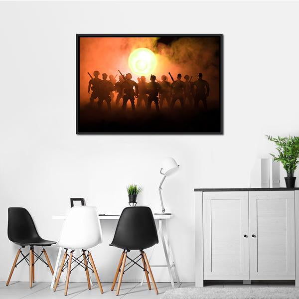Anti Riot Police Soldier Canvas Wall Art-1 Piece-Floating Frame-24" x 16"-Tiaracle