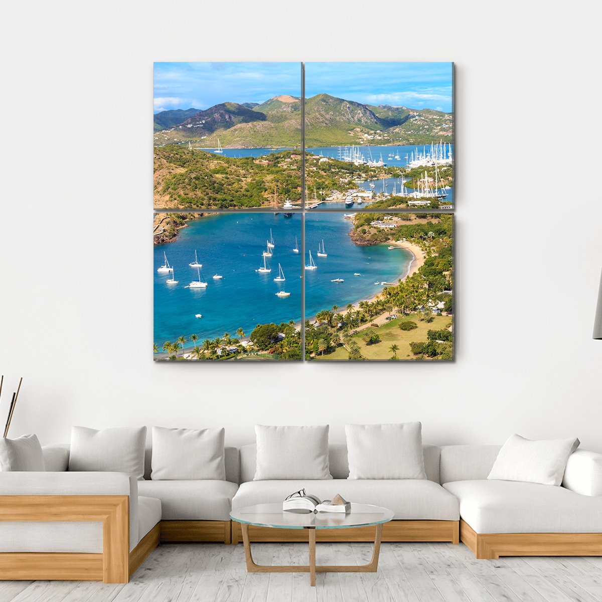 Antigua Bay Canvas Wall Art-4 Square-Gallery Wrap-17" x 17"-Tiaracle