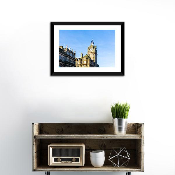 Antique City Building Edinburgh Canvas Wall Art-1 Piece-Framed Print-20" x 16"-Tiaracle