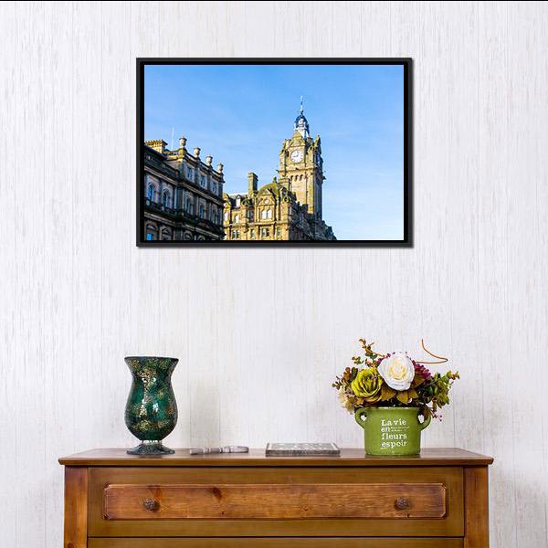 Antique City Building Edinburgh Canvas Wall Art-1 Piece-Floating Frame-24" x 16"-Tiaracle