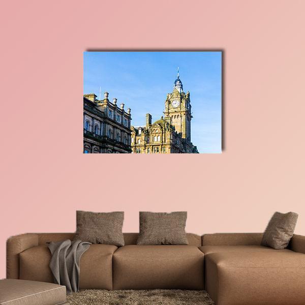 Antique City Building Edinburgh Canvas Wall Art-1 Piece-Gallery Wrap-48" x 32"-Tiaracle