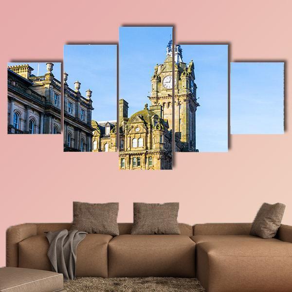 Antique City Building Edinburgh Canvas Wall Art-5 Star-Gallery Wrap-62" x 32"-Tiaracle