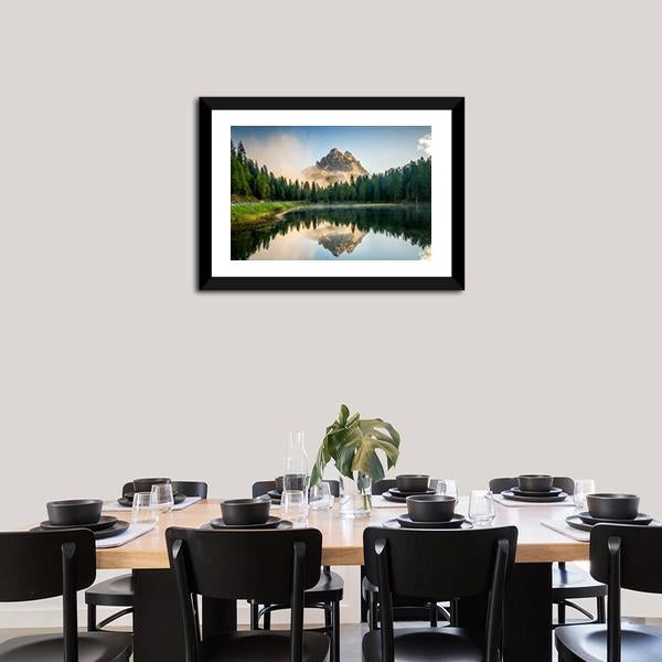 Antorno Lake With Dolomites Canvas Wall Art-1 Piece-Framed Print-20&quot; x 16&quot;-Tiaracle