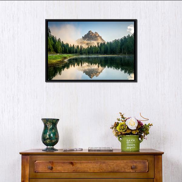 Antorno Lake With Dolomites Panoramic Canvas Wall Art-1 Piece-36" x 12"-Tiaracle