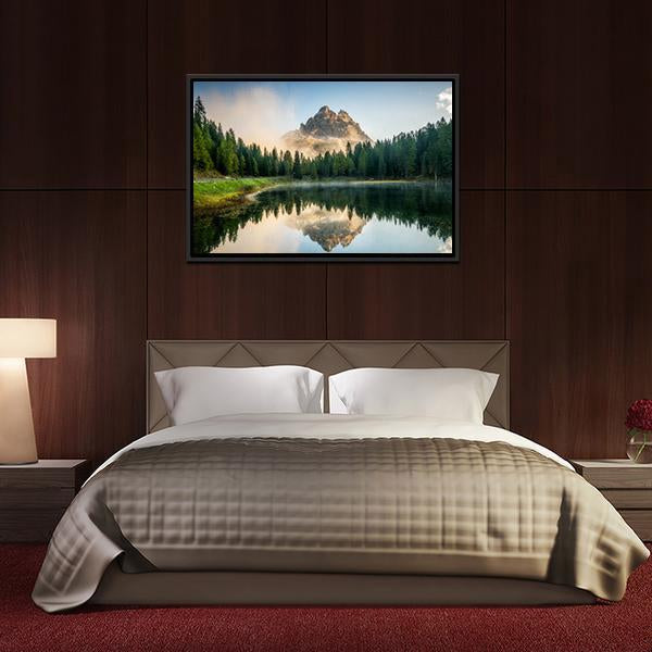 Antorno Lake With Dolomites Panoramic Canvas Wall Art-1 Piece-36" x 12"-Tiaracle
