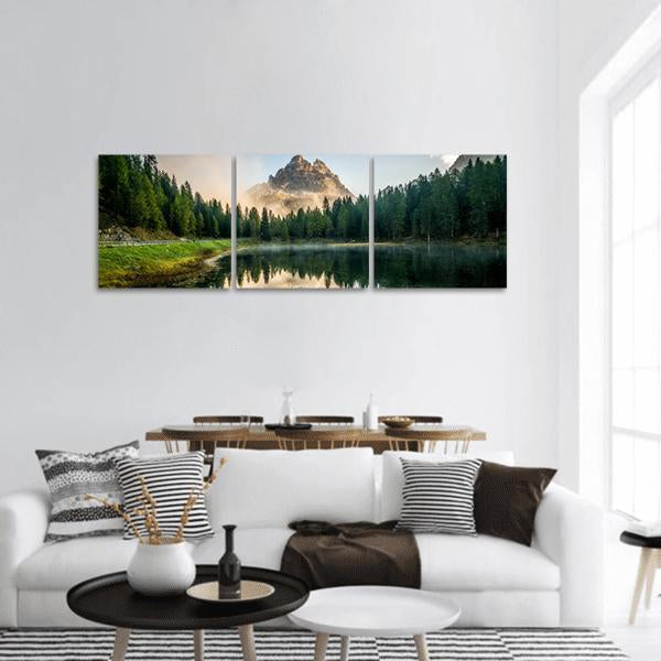 Antorno Lake With Dolomites Panoramic Canvas Wall Art-3 Piece-25" x 08"-Tiaracle