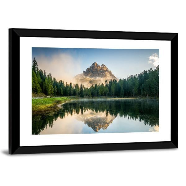 Antorno Lake With Dolomites Panoramic Canvas Wall Art-1 Piece-36" x 12"-Tiaracle