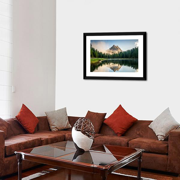 Antorno Lake With Dolomites Panoramic Canvas Wall Art-1 Piece-36" x 12"-Tiaracle