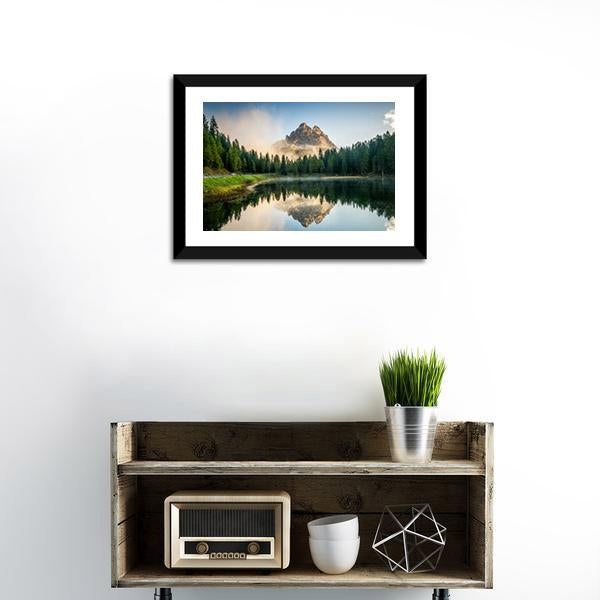 Antorno Lake With Dolomites Panoramic Canvas Wall Art-1 Piece-36" x 12"-Tiaracle