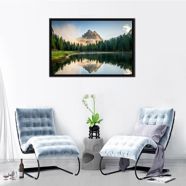 Antorno Lake With Dolomites Panoramic Canvas Wall Art-1 Piece-36" x 12"-Tiaracle