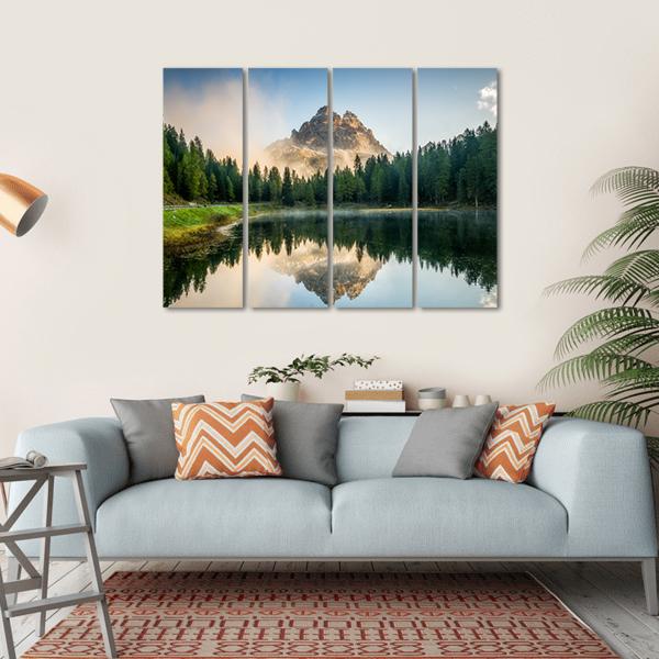 Antorno Lake With Dolomites Canvas Wall Art-4 Horizontal-Gallery Wrap-34" x 24"-Tiaracle