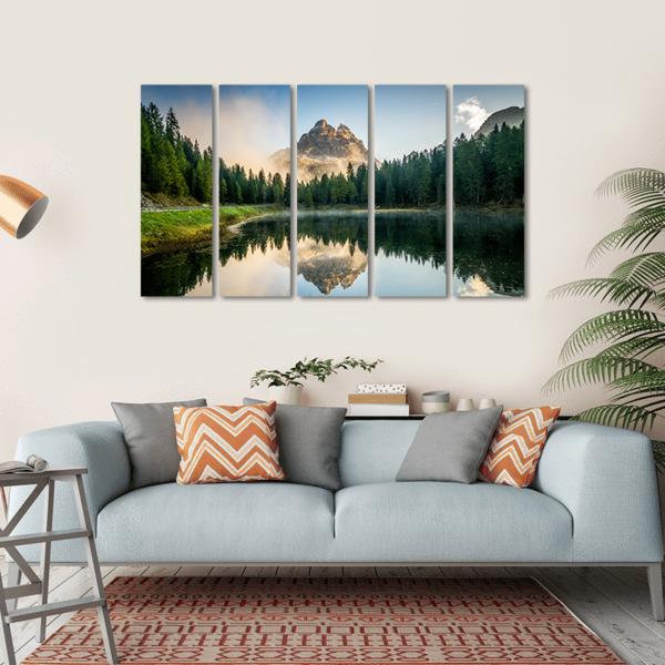 Antorno Lake With Dolomites Canvas Wall Art-5 Horizontal-Gallery Wrap-22" x 12"-Tiaracle
