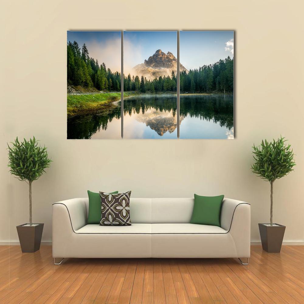 Antorno Lake With Dolomites Canvas Wall Art-3 Horizontal-Gallery Wrap-37" x 24"-Tiaracle