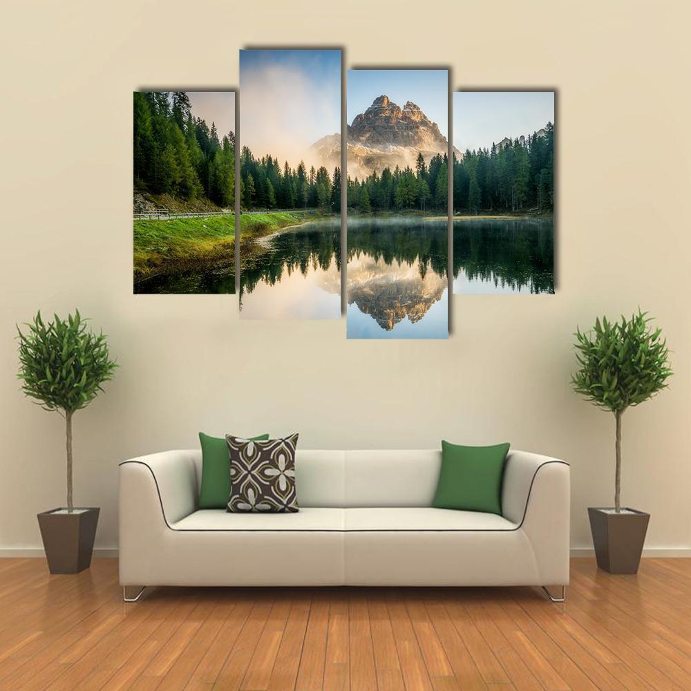 Antorno Lake With Dolomites Canvas Wall Art-4 Pop-Gallery Wrap-50&quot; x 32&quot;-Tiaracle