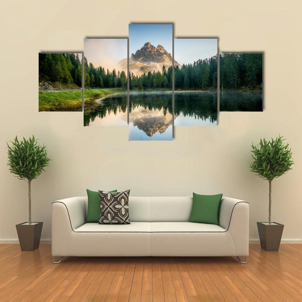 Antorno Lake With Dolomites Canvas Wall Art-5 Star-Gallery Wrap-62&quot; x 32&quot;-Tiaracle