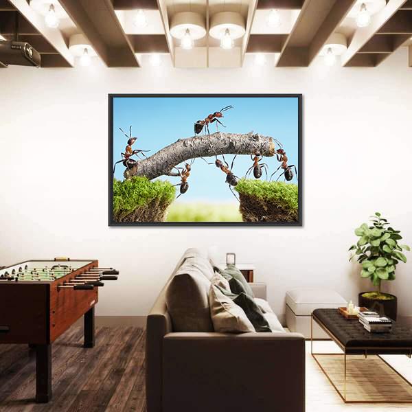 Ants Constructing Bridge Canvas Wall Art-5 Horizontal-Gallery Wrap-22" x 12"-Tiaracle
