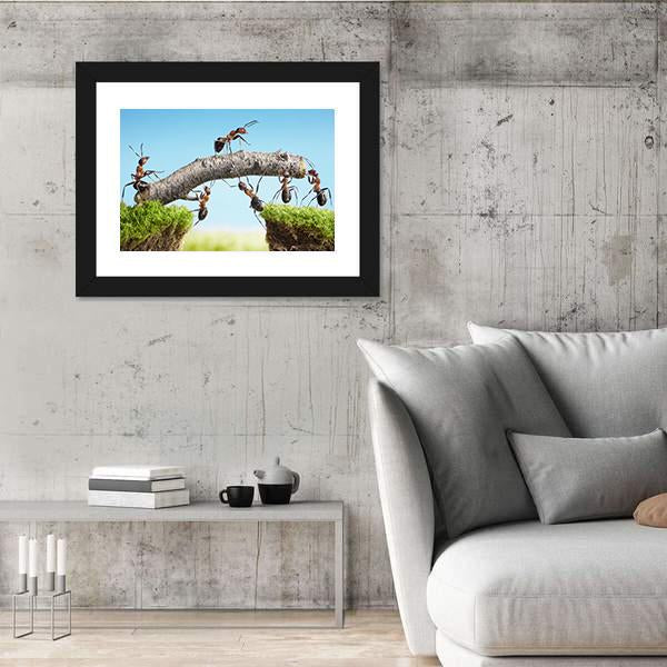 Ants Constructing Bridge Canvas Wall Art-5 Horizontal-Gallery Wrap-22" x 12"-Tiaracle