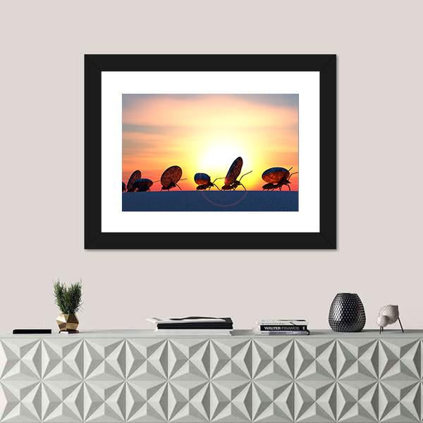 Ants Moving Stones Canvas Wall Art-5 Horizontal-Gallery Wrap-22" x 12"-Tiaracle