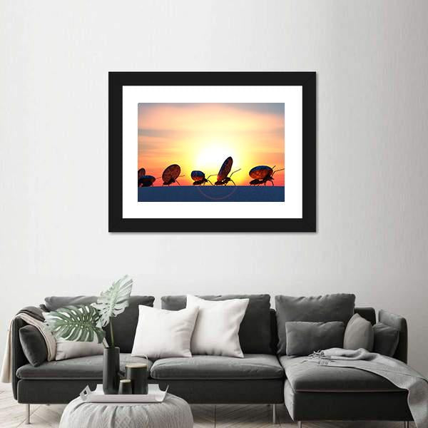 Ants Moving Stones Canvas Wall Art-1 Piece-Framed Print-20" x 16"-Tiaracle