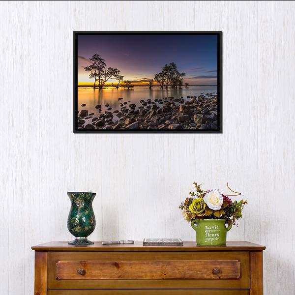 Anyer Laguna Beach Canvas Wall Art-1 Piece-Floating Frame-24" x 16"-Tiaracle