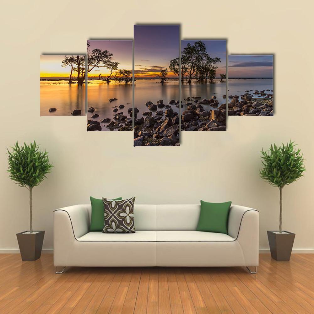 Anyer Laguna Beach Canvas Wall Art-5 Star-Gallery Wrap-62" x 32"-Tiaracle