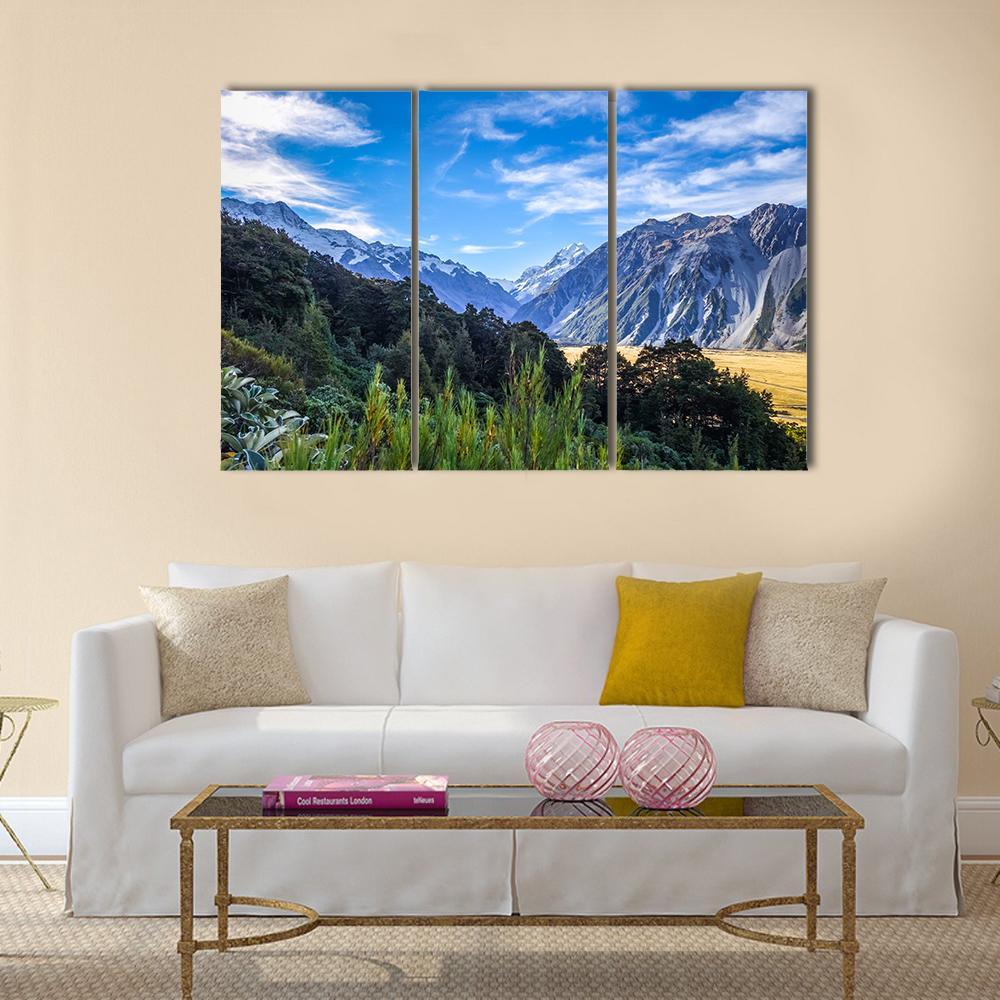 Aoraki Mount Cook Mountain Landscape Canvas Wall Art-3 Horizontal-Gallery Wrap-37" x 24"-Tiaracle