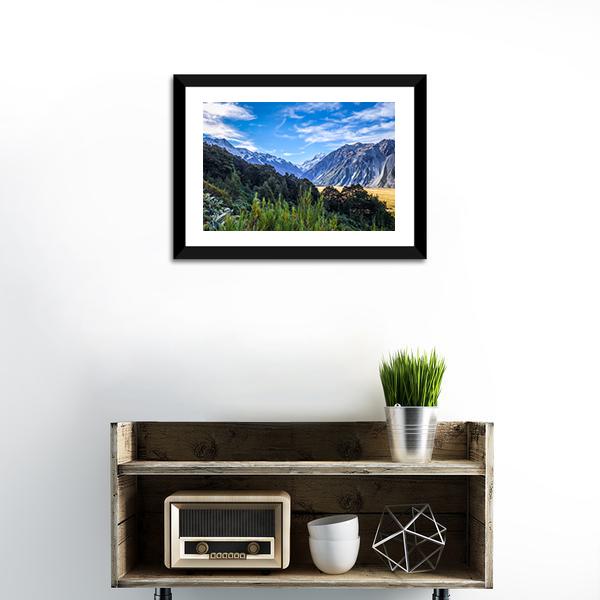 Aoraki Mount Cook Mountain Landscape Canvas Wall Art-1 Piece-Framed Print-20" x 16"-Tiaracle