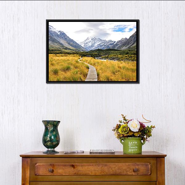 Aoraki Mount Cook National Park Canvas Wall Art-1 Piece-Floating Frame-24" x 16"-Tiaracle