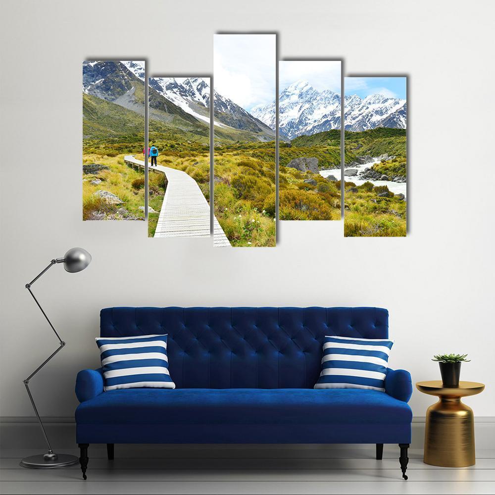 Aoraki Mount Cook National Park Canvas Wall Art-5 Pop-Gallery Wrap-47" x 32"-Tiaracle