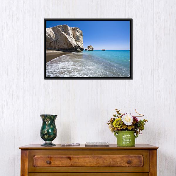Aphrodites Birthplace Rock Canvas Wall Art-1 Piece-Floating Frame-24&quot; x 16&quot;-Tiaracle
