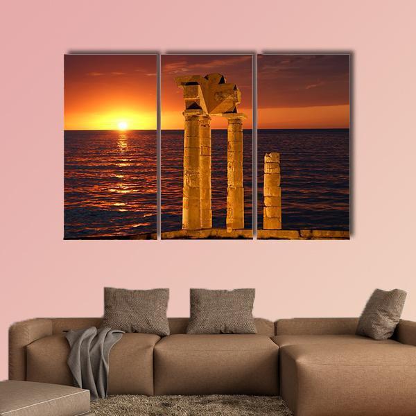 Apollo Temple In Greece Canvas Wall Art-3 Horizontal-Gallery Wrap-25" x 16"-Tiaracle