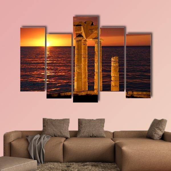 Apollo Temple In Greece Canvas Wall Art-5 Pop-Gallery Wrap-47" x 32"-Tiaracle