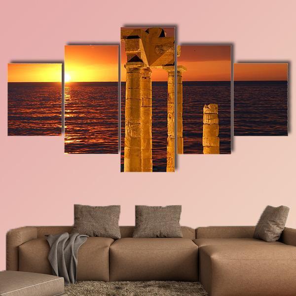 Apollo Temple In Greece Canvas Wall Art-5 Star-Gallery Wrap-62" x 32"-Tiaracle